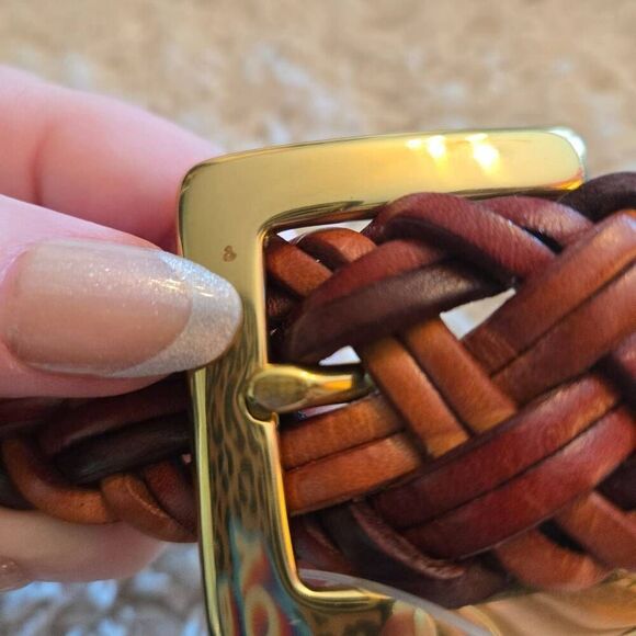 NWT Talbots Braided Brown Leather Belt L - Picture 5 of 6